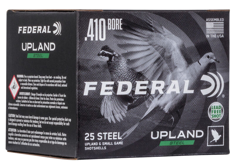 Federal Ammunition Upland Steel 410 Bore 3 in 3/8 oz #6 Shot 25 Rounds Per Box