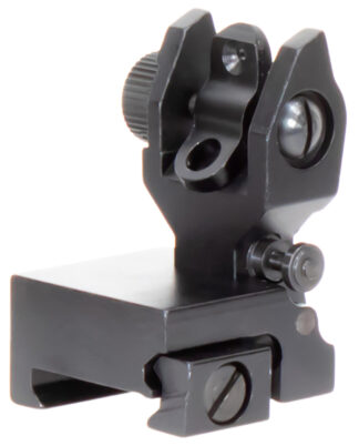 Aim Sports MT201 AR-15 Low Profile Rear Flip Up Sight, Black Anodized Dual Aperture