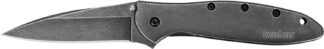 Kershaw 1660BLKW Leek  3" Folding Drop Point Plain Black DLC 14C28N Steel Blade Blackwash 410 Stainless Steel Handle Includes Pocket Clip