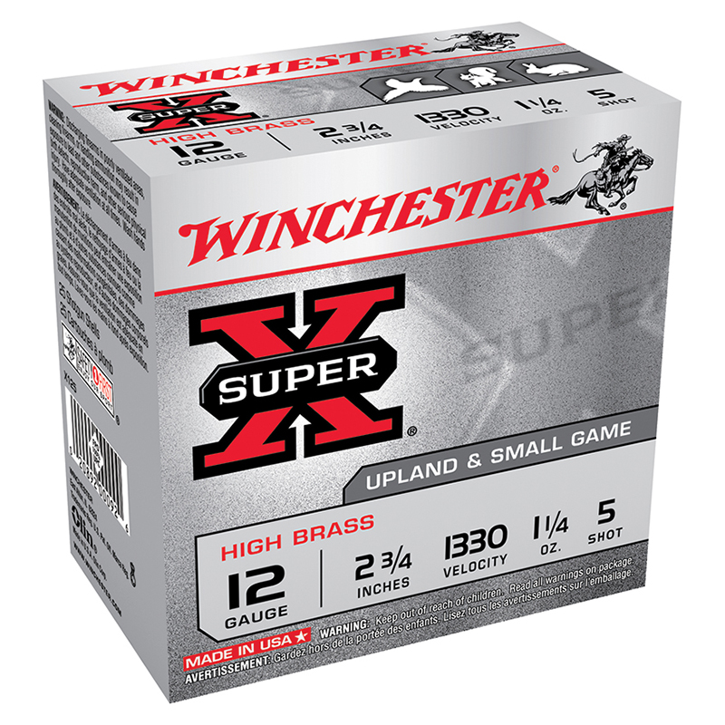 Winchester Super-X 12 Gauge 2.75 in, #5 Lead Shot 1-1/4 oz, High Brass, 25 Rounds