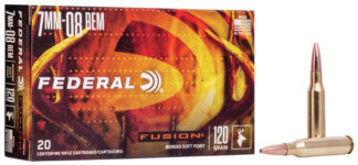 Federal 7mm-08 Remington 120 gr Fusion Soft Point Rifle Ammo, Brass Cased (20 Rounds)