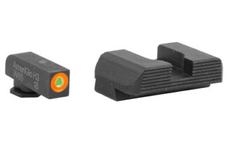 Ameriglo GL436 Protector Front/Rear Night Sight Set (Green Tritium Orange Outline, Black Serrated Rear)