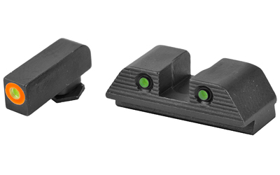 Ameriglo Trooper Sight Set for Glock, Green Tritium Front with Orange Outline, Green Tritium Rear
