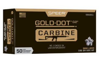 Speer Gold Dot Carbine 9mm 135 Grain Hollow Point, Brass Case, 50 Rounds