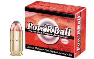 Glaser Pow'rBall .45 ACP +P 165 Grain Polymer-Tipped Hollow Point, 20 Rounds Per Box