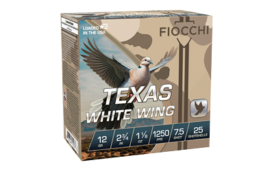 Fiocchi Texas White Wing 12 Gauge 2.75 in #7.5 Shot 100-Round Box