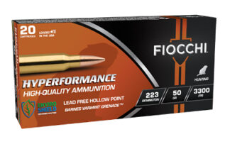 Fiocchi Hyperformance .223 Rem/5.56 NATO 50 gr Hollow Point, 20 Rounds Per Box
