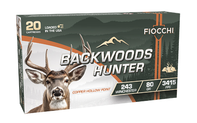 Fiocchi Backwoods Hunter .243 Winchester 80gr Copper Hollow Point 20 Rounds