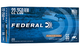 Federal PowerShok .22-250 Remington 55gr Soft Point, 20 Rounds Per Box