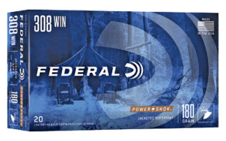 Federal Power-Shok 308 Win 180 gr Soft Point Rifle Ammo, 20 Rounds