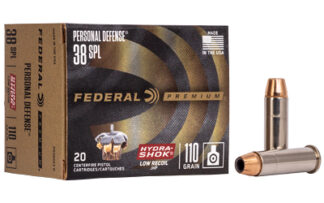 Federal Ammunition Personal Defense Hydra-Shok .38 Special 110 gr Low Recoil JHP, 20 Rounds