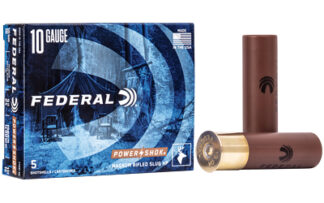 Federal PowerShok 10 Gauge 3.5 in Rifled Hollow Point Slugs, 1.75 oz, 5 Rounds Per Box