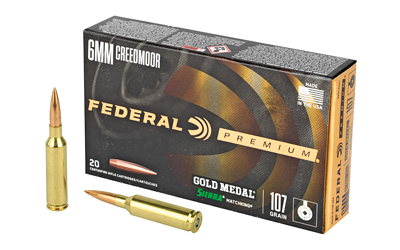 Federal Gold Medal 6mm Creedmoor 107gr Sierra MatchKing Boat-Tail Hollow Point, 20rd Box