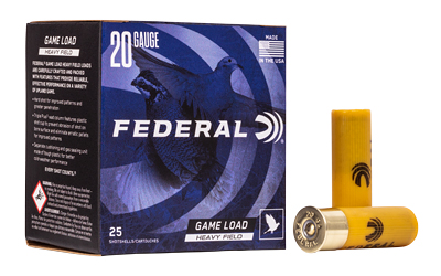 Federal Game-Shok Heavy Field 20 Gauge Lead Shot Shells, 2.75 in, #8, 1 oz, 25 Rounds
