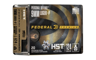 Federal Premium P9HST3S 9mm 124 gr HST Jacketed Hollow Point 20-Round Box