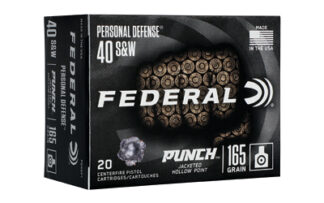 Federal Punch .40 S&W 165 Grain JHP Ammunition, 20 Rounds Per Box