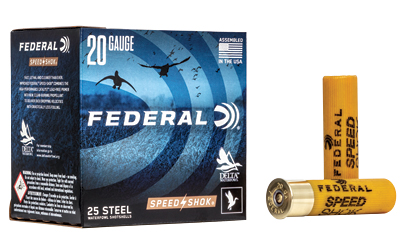 Federal Speed-Shok 20 Gauge 3 in #4 Steel Shot 7/8 oz, 25 Rounds Per Box