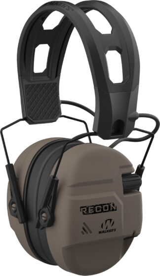 Walkers Recon Electronic Earmuff, Over the Head, Flat Dark Earth
