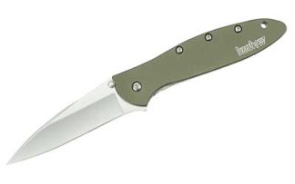 Kershaw Ken Onion Leek Folder 3 in 14C28N Steel Blade, Olive Drab Anodized Aluminum Handle