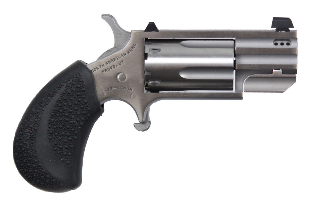 North American Arms PUG 22 Magnum 1 in Ported Stainless 5-Shot Revolver, White Dot Sight