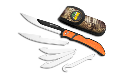 Outdoor Edge RazorBone Razorwork 6-Blade Folding Knife, 420J2 SS, Black Oxide, Orange Handle