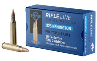 PPU Standard .223 REM/5.56 NATO 55 gr FMJ Boat Tail 20-Round Box
