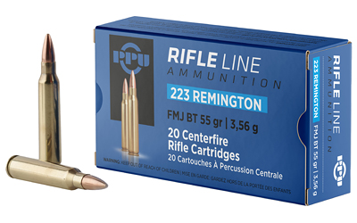 PPU Standard .223 REM/5.56 NATO 55 gr FMJ Boat Tail 20-Round Box