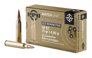 PPU .223 Remington/5.56 NATO Match 75gr HPBT, 20 Rounds Per Box
