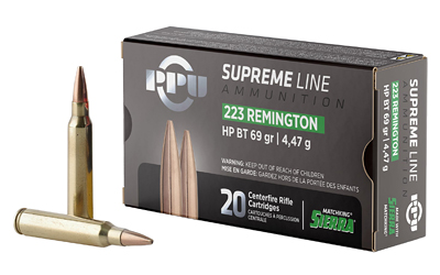TR&Z PPU Supreme Line .223 Rem/5.56 NATO 69 gr HPBT Hollow Point, 20 Rounds