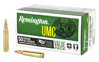 Remington UMC .223 Rem/5.56 NATO 55 Grain Full Metal Jacket (FMJ) Ammo, 50 Rounds