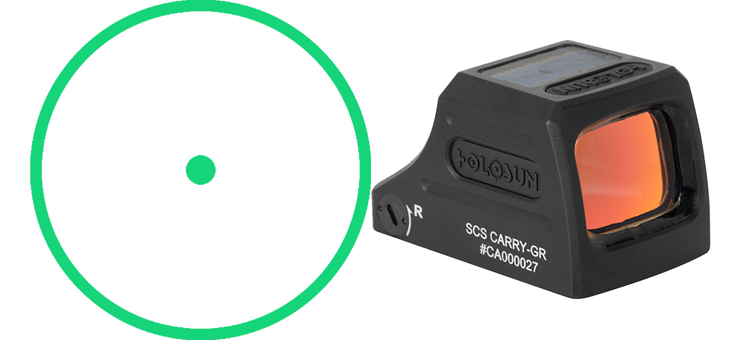 Holosun SCS Carry 1x Holographic Sight, Direct Attachment for Glock MOS, 2 MOA Green Dot/32 MOA Circle