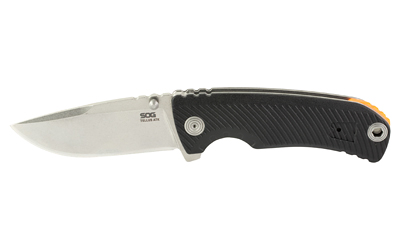 SOG Tellus ATK Assisted Folding Knife 3.5 in Cryo 440C Blade, Black/Orange GRN Handle