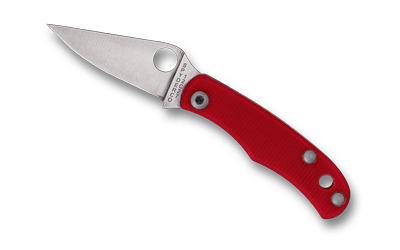 Spyderco Bug Folding Knife 1.27 in Drop-Point Blade, 12C27 Sandvik Steel, Red G-10