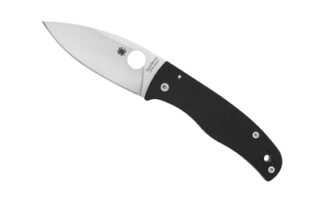 Spyderco Bodacious Compression Lock Folding Knife, Plain Edge, 3.66 in Satin Blade, Black G-10