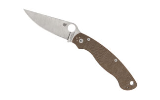 Spyderco Military 2 Folding Knife CPM CRU-WEAR, Brown Canvas Micarta, Satin Finish