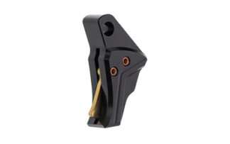 Tyrant CNC I.T.T.S Trigger Shoe for Glock Gen 5, Black Body with Gold Safety Blade
