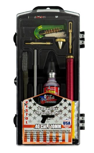 Pro-Shot P4010KIT .40 Cal/10mm Pistol Cleaning Kit 6.50 in Plastic Case