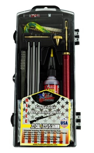 PRO-SHOT Classic Box Kit .223/5.56 NATO Rifle Cleaning Kit, 32 in Length, Yellow Plastic Case
