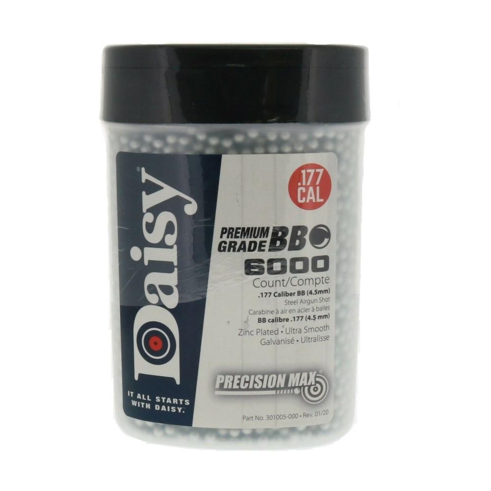 Daisy PrecisionMax .177 Airgun BBs, 6000 Per Bottle, Zinc-Plated Steel Round