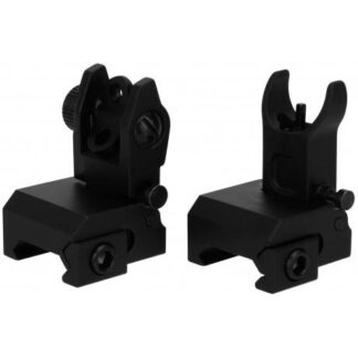 TacFire AR Front & Rear Flip Up Iron Sights (T6 6061 Anodized Aluminum)
