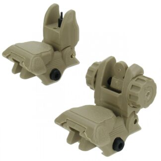 TacFire AR-15 Same Plane Low Profile Pop Up Sights Tan