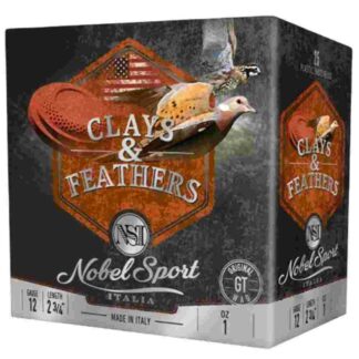 Nobel Sport Clays & Feathers Shotshells 12ga 2-3/4" 1oz 1300 fps #8 250/rd Case (10-25/ct Boxes)