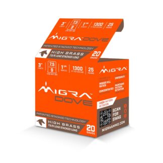 Migra Ultimate Dove Hi-Brass 20 Gauge 3 in 1-1/4 oz 7.5/9 Shot 25 Rounds
