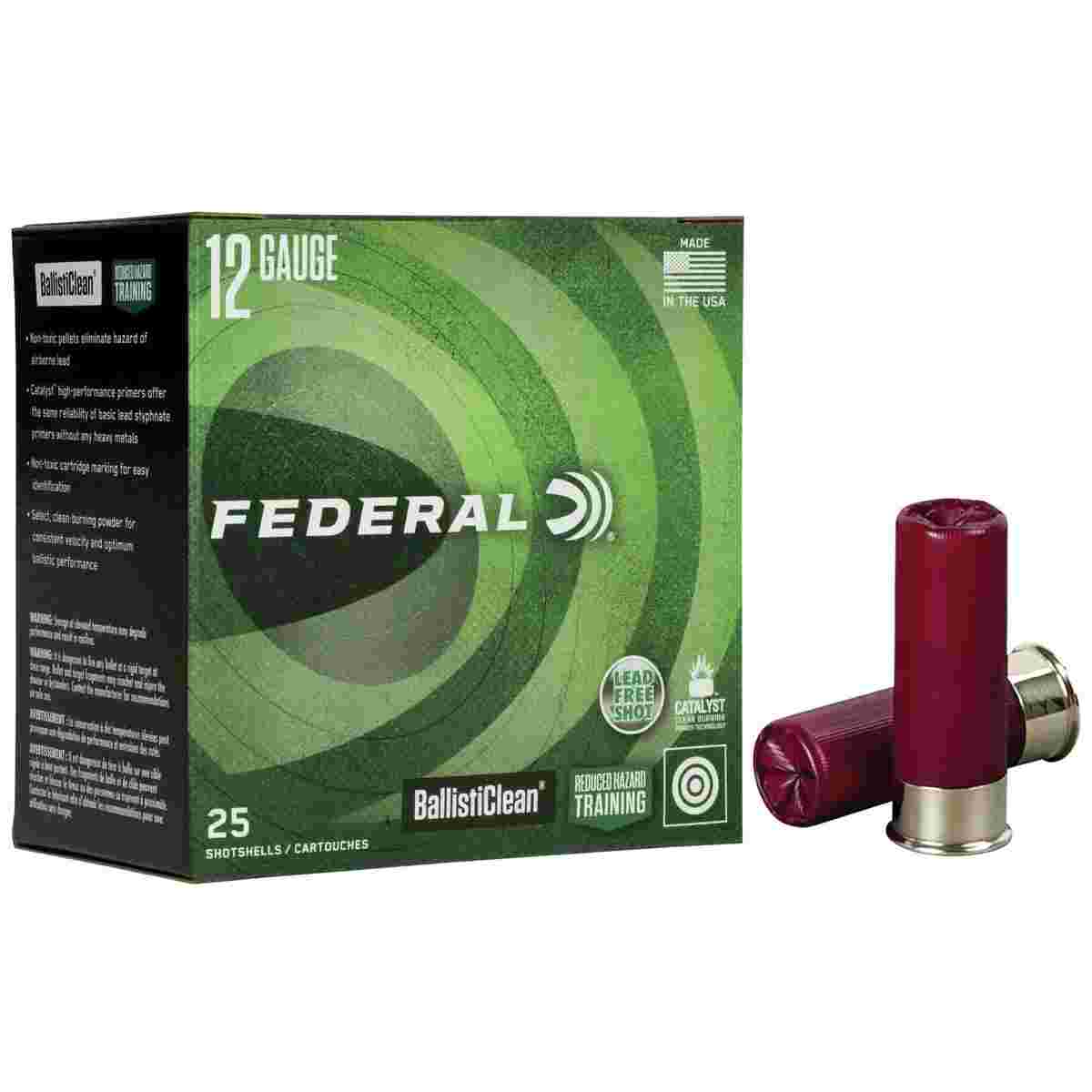 Federal BallistiClean 12 Gauge 2-3/4 in #00 9 Pellet Frangible Shotshells 1600 fps (25 Rounds)