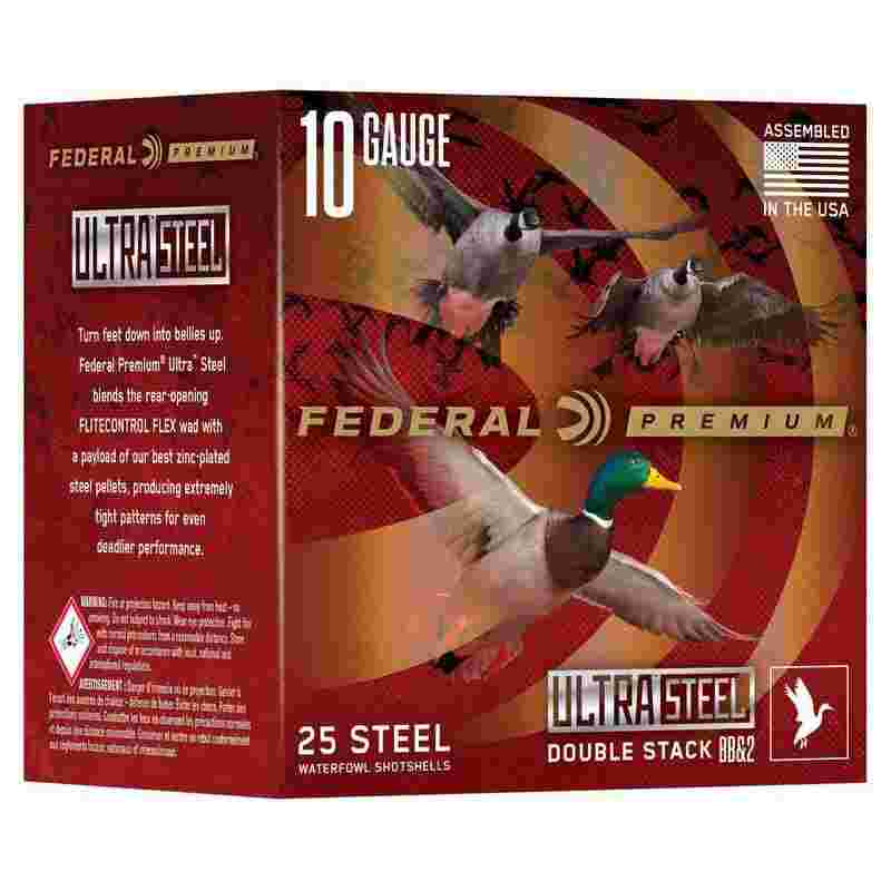 Federal Ultra Steel 10 Gauge 3-1/2 in 1-5/8 oz #1 & BBB Steel Shot, 1400 fps (25 Rounds)