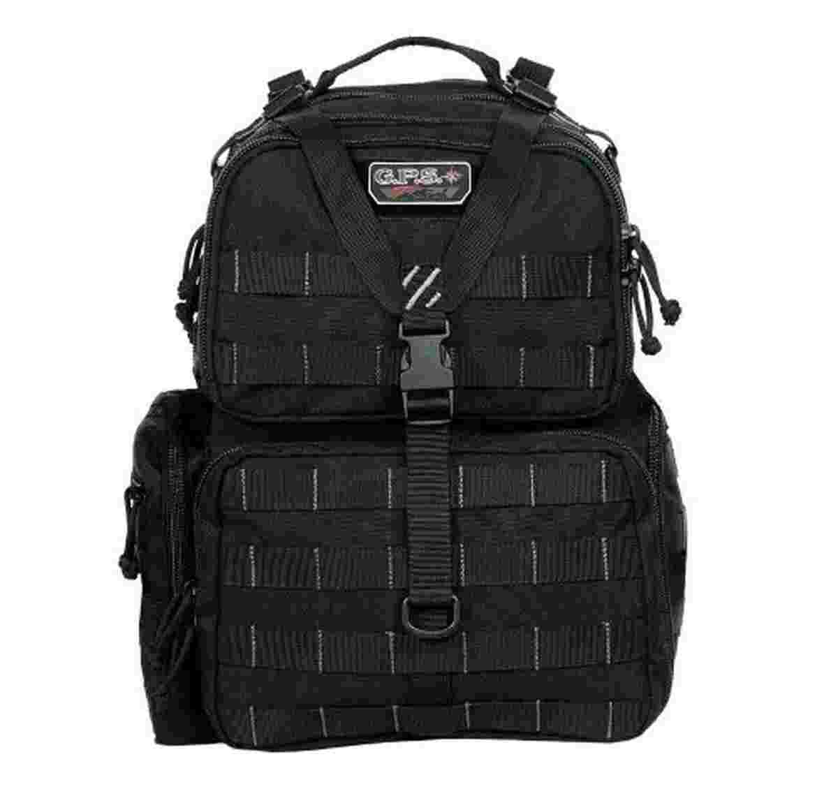 G Outdoors GPS Tactical Range Backpack, Black, 3 Removable Pistol Cases