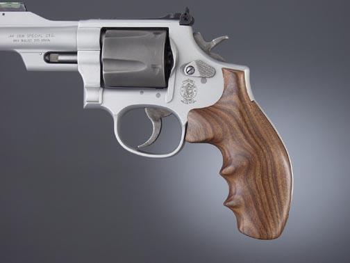 Hogue 19300 Fancy Hardwood Pau Ferro Grips with Finger Grooves, Round Butt S&W K/L