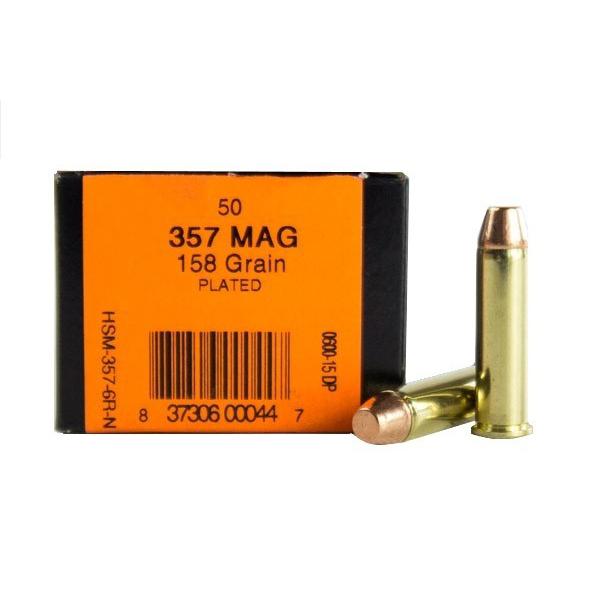 HSM 3576RN .357 Mag 158gr Plated FP Training Ammo, 1058 fps, 50 Rounds