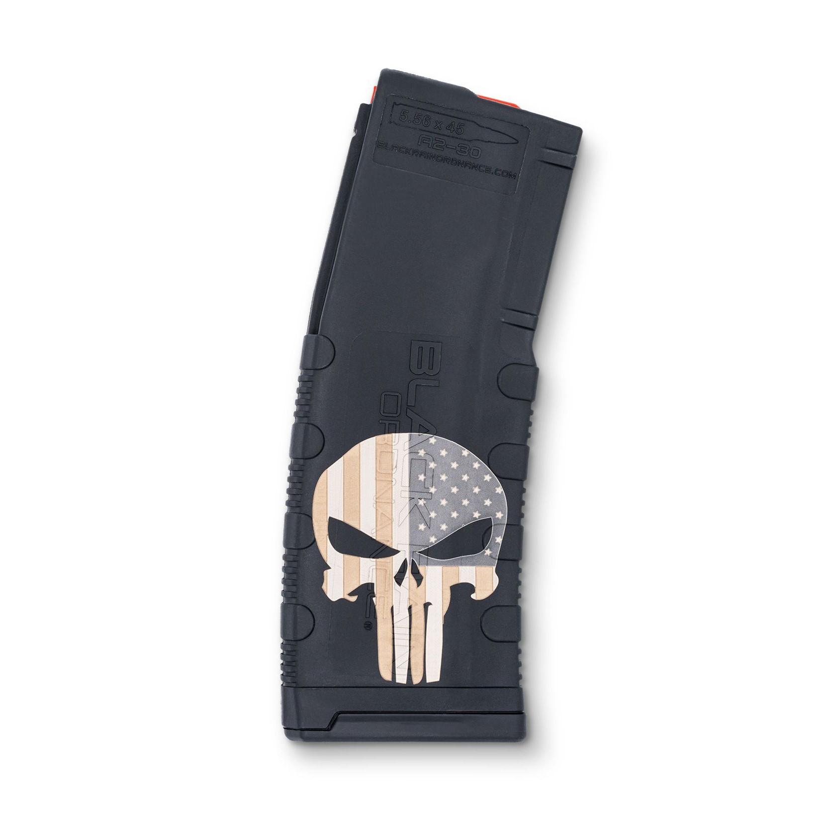Black Rain Ordnance Punisher with Flag AR Magazine 5.56 NATO/.223 Rem, 30-Round Polymer