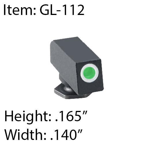 Ameriglo GL-112 Classic Style Tritium Night Sight Front, Green Outline/White